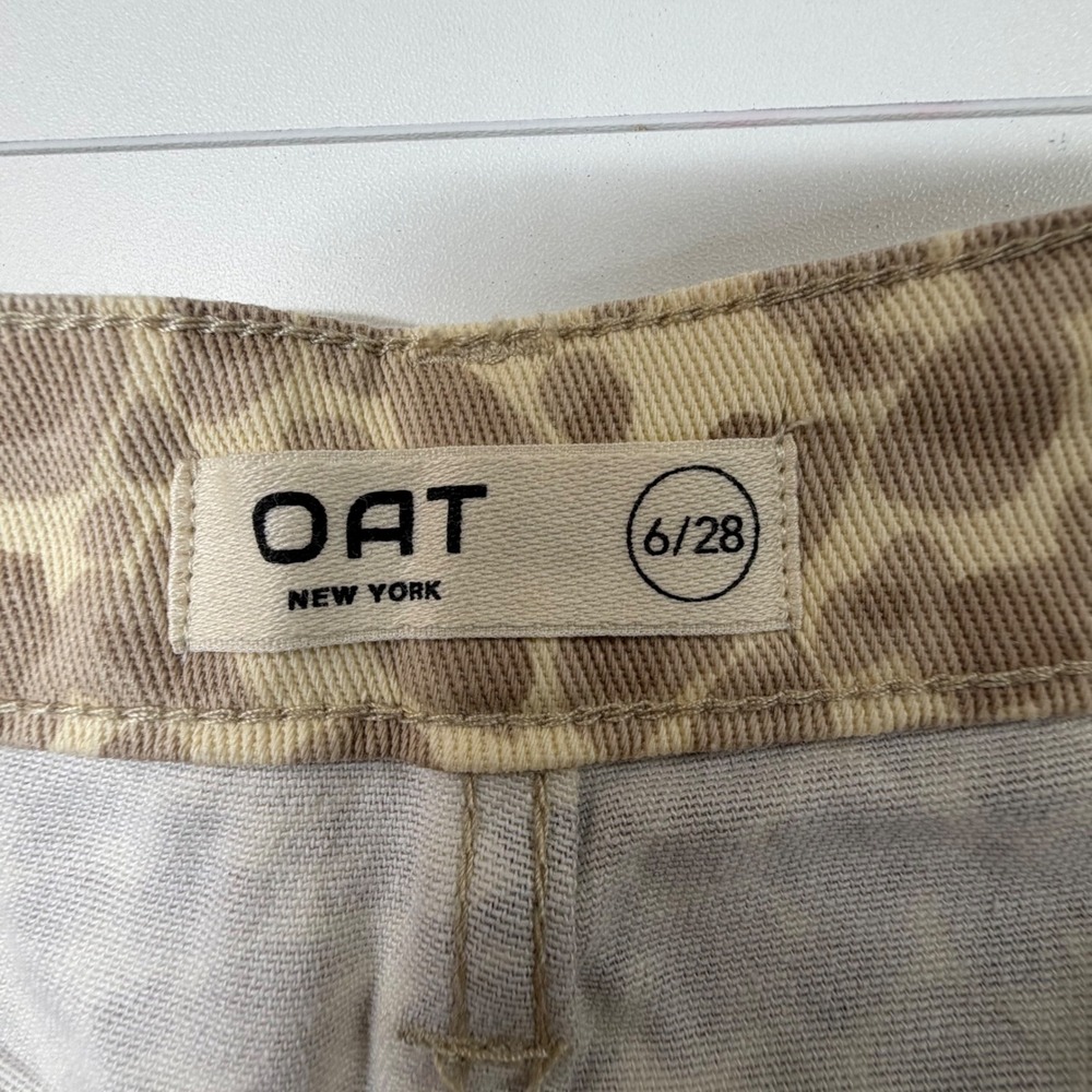 OAT New York High Rise Wide Leg Women 6/28 Tan Leopard Print Denim Jeans Party - Picture 8 of 14